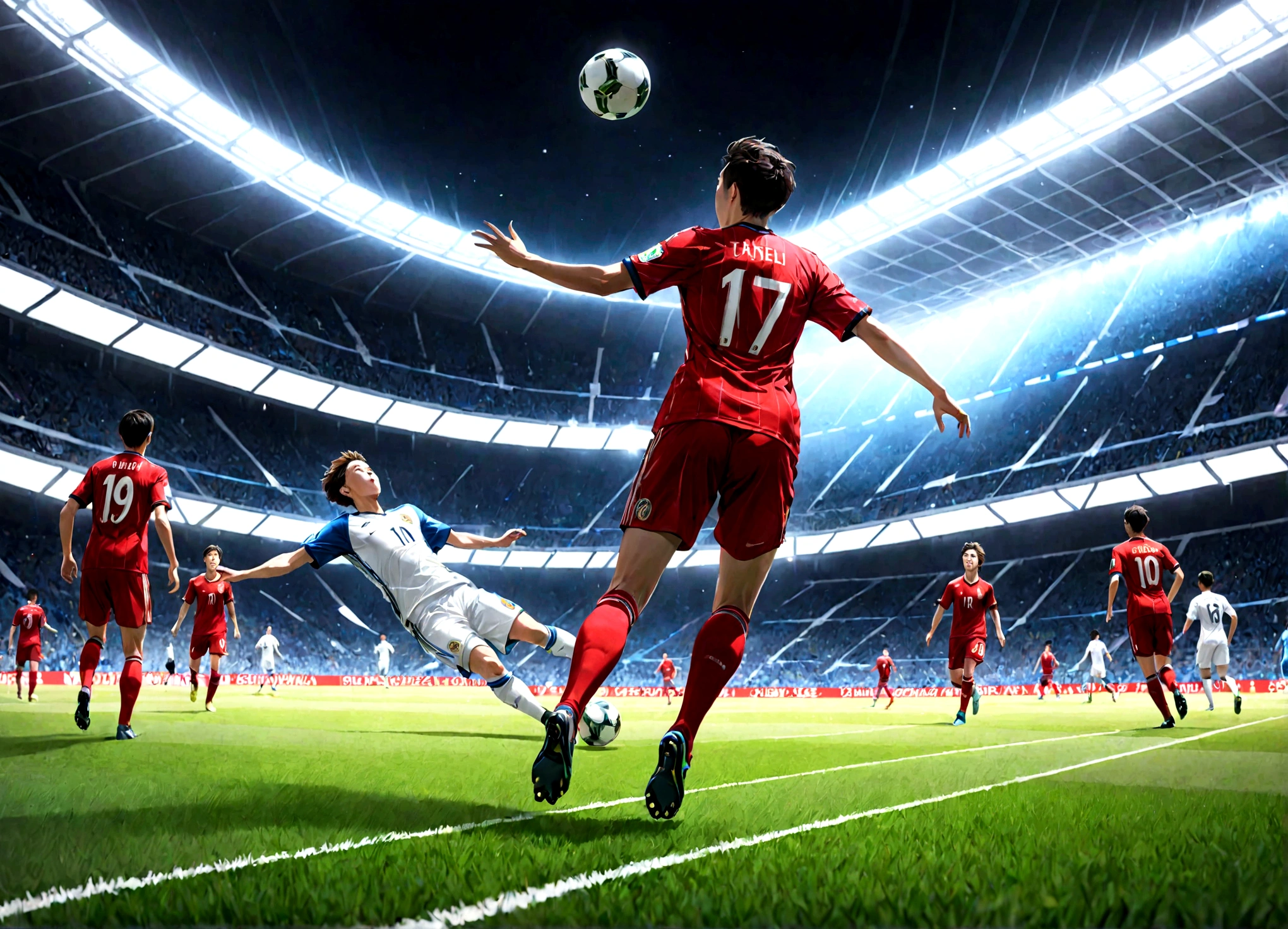soccer player、Moment of the goal、Only one player is drawn、