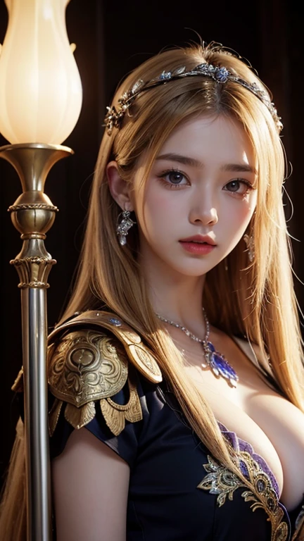 (hyper realstic)、Ancient priestess、のFemale Shaman、
immensity Beautie high-level image quality hight resolution Realistic Shorthair a blond、 a blonde woman、A MILF、Middle-aged woman、((Big big))、detailed skin textures、超hight resolution、Realistic、Voluptuous body shape、A smile、Middle-aged beauty、Beautiful expression、With detailed red-black areola 、little purple ailfi long blonde hair、Kamimei、Very delicate and detailed skin textures、35Female Shaman、{(Ancient ornate and luxurious temples)、(A lot of torches are burning)}、Ancient priestess、Large cleavage、Large open neckline、big red lips、(Gorgeous black outfit and luxurious accessories)、I have an ornate platinum wand、