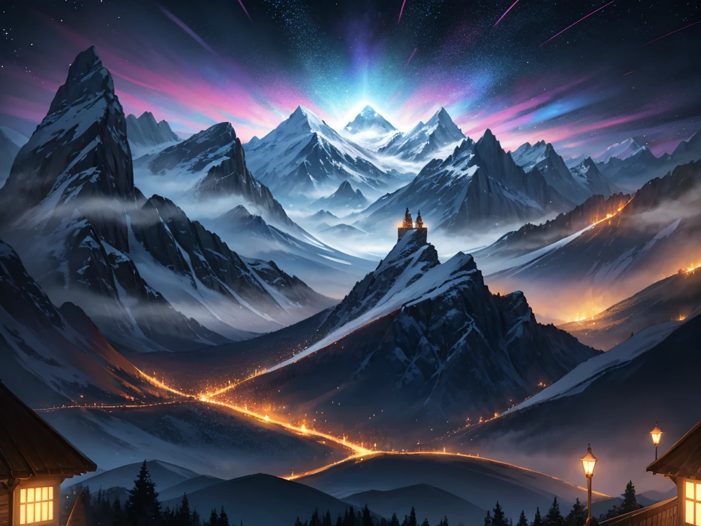 Hallucination, daydream , Fear , bokeh , Let's dance the Alpine dance on the 10,000-foot-high mountain of the Alps.