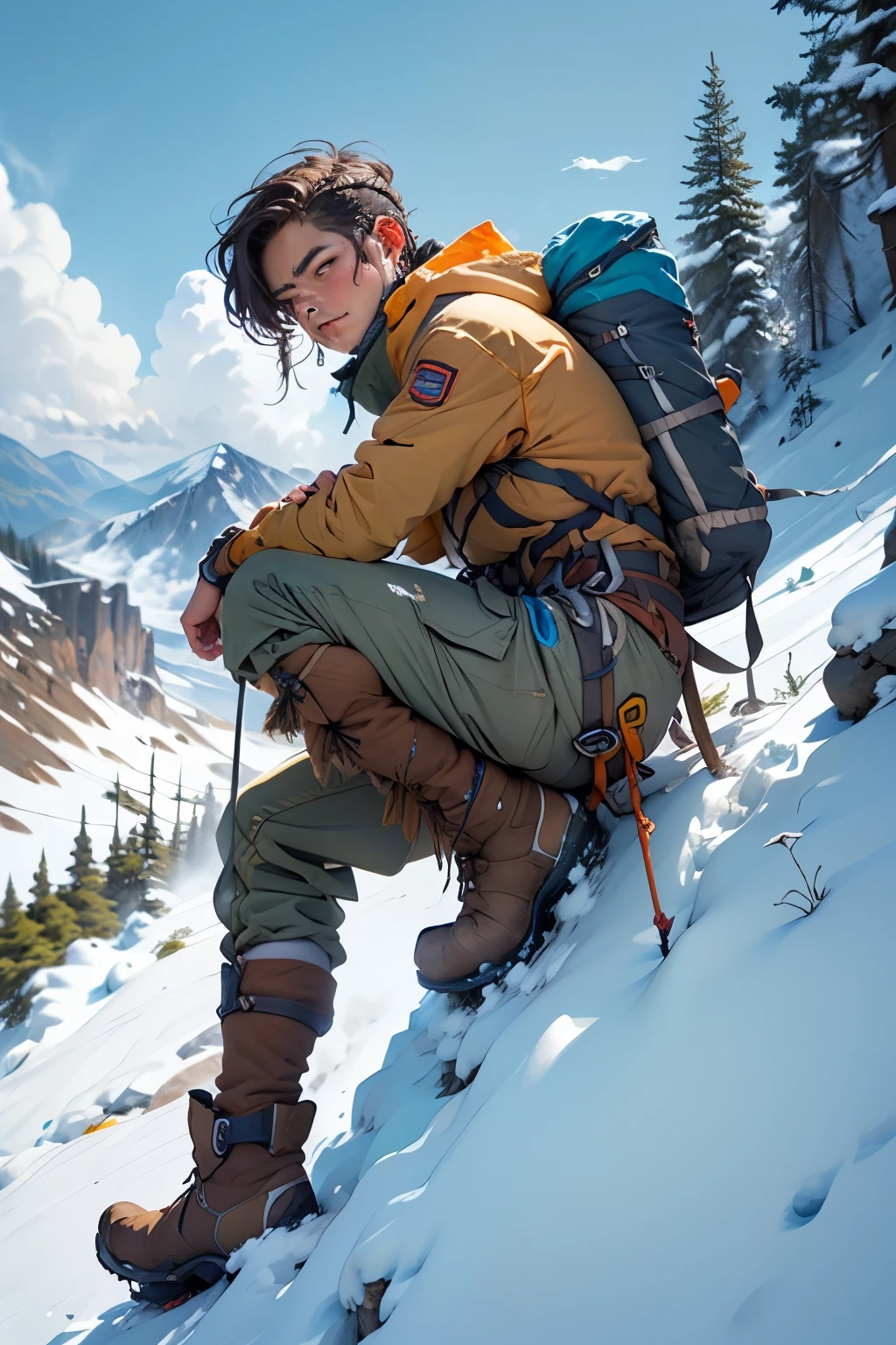 Mountaineering,Farmer,youth,ID photo,An illustration