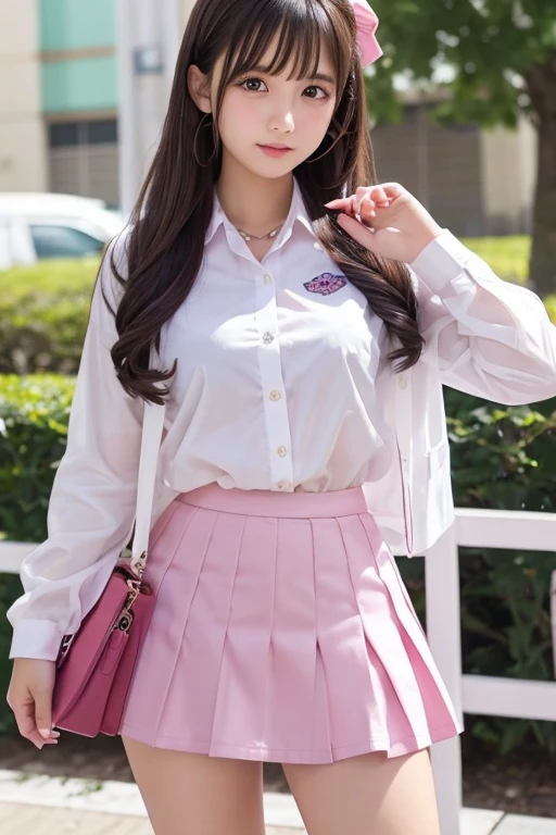 Cute Girls、high school girl、uniform、Pink mini skirt、See-through