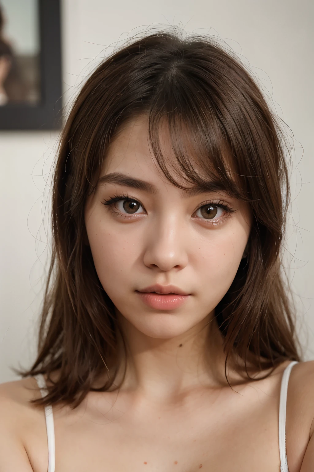 sexy and beautiful korean girl, ultra realistic, meticulously detailed, blonde hair and large eyes, selfie of a young woman, natural makeup, looking directly at the camera, face with artgram, subtle makeup