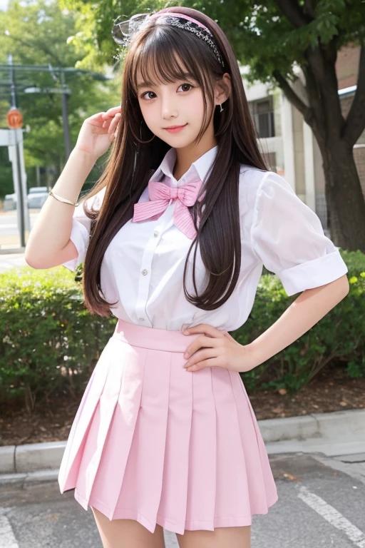 Cute Girls、high school girl、uniform、Pink mini skirt、See-through