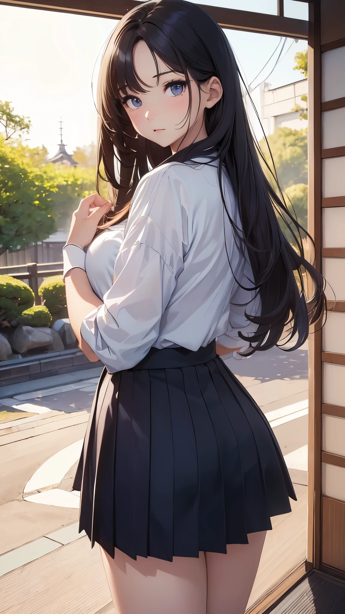 (((masterpiece))),(((High resolution)))、(((8K)))、(((perfect face)))、(((Japan beauty)))、15 years old、(((beautiful face)))、(mini skirt school uniform), look at the camera, thighs、((top quality eyes)), detailed texture, ((high resolution face))