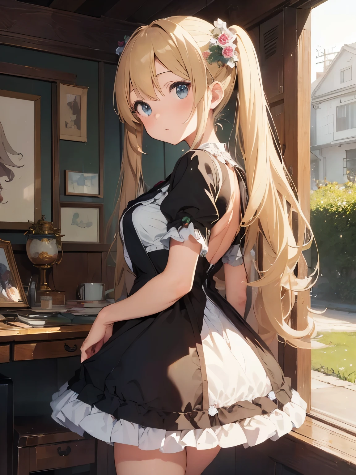(masterpiece、highest quality、highest quality、Official Art、Beautiful and beautiful:1.2)、(One girl:1.3)Hatsune Miku、Twin tails,Beautiful breasts,Blonde girl in ta clothes,Holding a tsundere black cat,Floral frame,Decorative panel,Abstract art,Alphonse Mucha's(masterpiece,highest quality,High resolution:1.4),Detailed,Intricate details,4K,Splashes of color,Line art,Fibonacci,