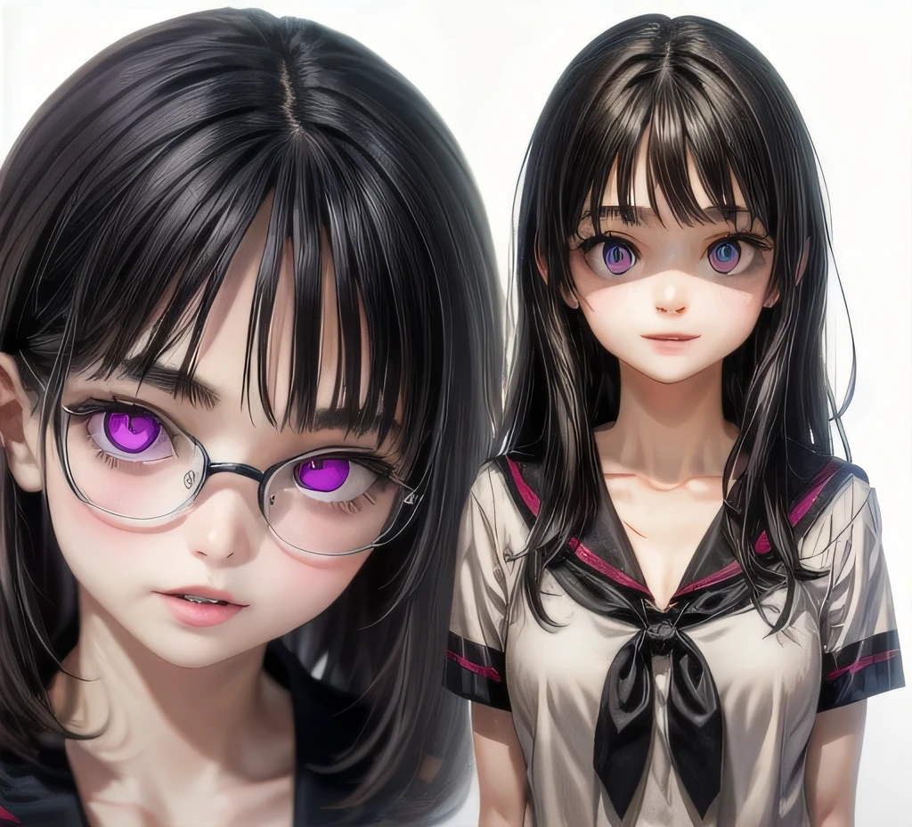 (highest quality:1.4), (High resolution:1.2), Sharp contours, Long Hair, highest quality, masterpiece,Glasses,Voice of the Heart,yandere,,20-year-old woman,yandere,Big Breasts,Chest to chest,Lying face down,Upper Body,Ecstasy,saliva,blush,Squint your eyes,Heterochromia iridis,Tuck up your clothes,nude