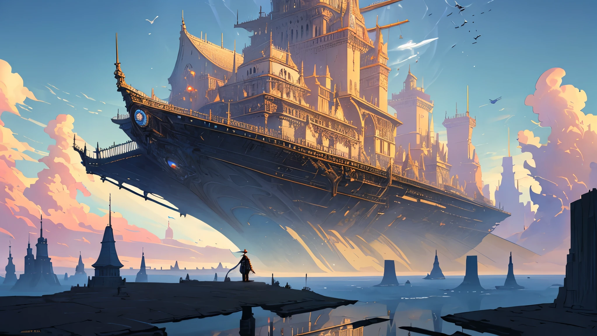 huge, Exquisite details、A ride with a touch of old-school charm、Mobius Jean-Giraud (Moebius Jean-Giraud) impeccable work、worthy of the name「Sky City Car」。This magnificent, Towering, A dreamy floating metropolis、It weaves a story lost in time and treasure.。Rich display of Gothic architecture、Meet the ingenuity of steampunk、When you walk the line between reality and fantasy,Inspire a sense of awe。in the sky、Complex gear rotation、Animating a boat'Rigging、Leaves a trail of sparkling stardust as it spins。