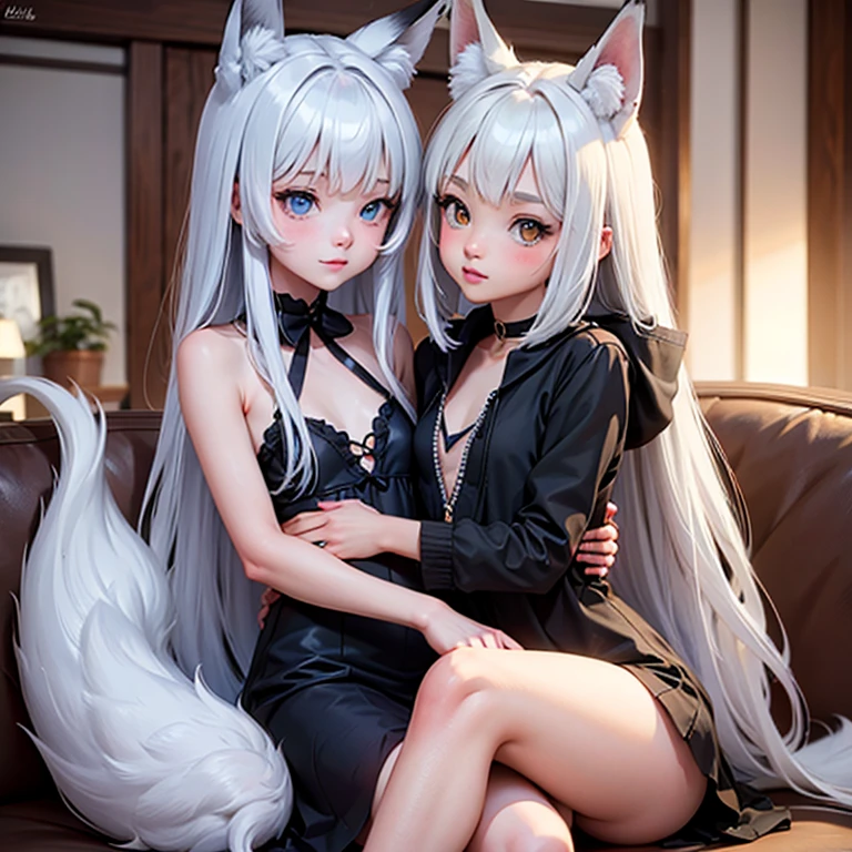 Fox Girl, Fox&#39;s Tail, Nine-Tailed Fox,Fox Ears, Black colored hair, Fox Makeup,One Girl、 Kimono with open chest,  Body size is 100-70-90!、Nice body, Avatar, face, Open chest, lewd face, Dominant representation, naughty face,Big Breasts,Emphasize cleavage,Show bare skin、Skin is visible、With legs apart、Show off your thighs、With legs apart、A beautifully patterned kimono、I can see her cleavage、Muscular、Uplifting、Abdominal muscles、Exposed skin、Long Hair、Skin Texture、Soft breasts 