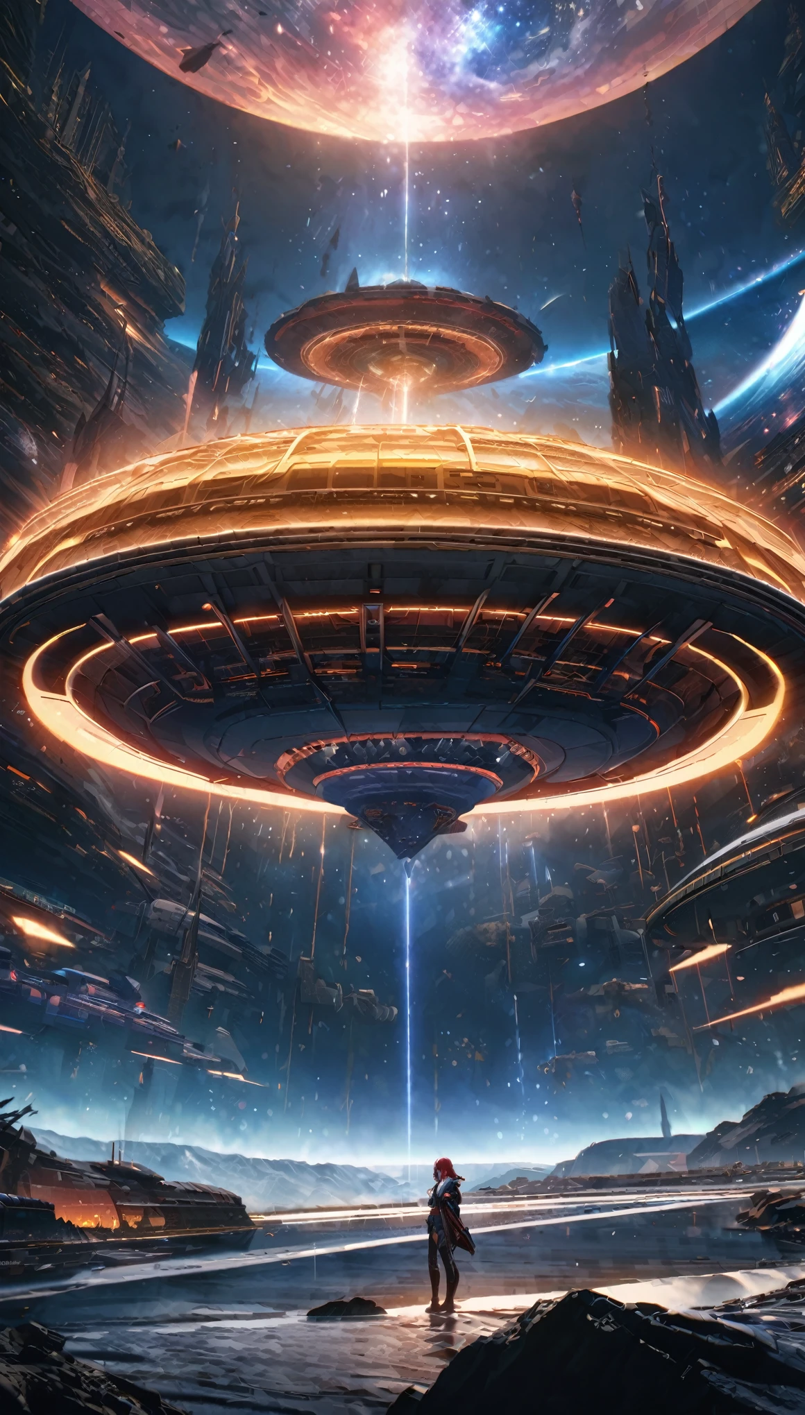 anime aestetics, huge hive-ship, Hans Giger style floating near the star, space scenery, dramatic scene, huge starship, dark red star on the background, curved lines, sciense ficton, sci-fi, beautiful scene, wide shot, from side, 16k, 8k, best quality, highres, high quality, high details, super detail, ccurate, UHD
