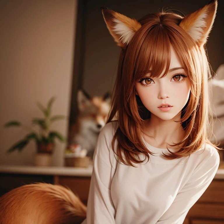 Fox Girl, Fox&#39;s Tail, Nine-Tailed Fox,Fox Ears, Black colored hair, Fox Makeup,One Girl、 Kimono with open chest, Body size is 100-70-90!、Nice body, Avatar, face, Open chest, lewd face, Dominant representation, naughty face,Big Breasts,Emphasize cleavage,Show bare skin、Skin is visible、With legs apart、Show off your thighs、With legs apart、A beautifully patterned kimono、I can see her cleavage、Muscular、Uplifting、Abdominal muscles、Exposed skin、Long Hair、Skin Texture、Soft breasts 、outside、Grassy field