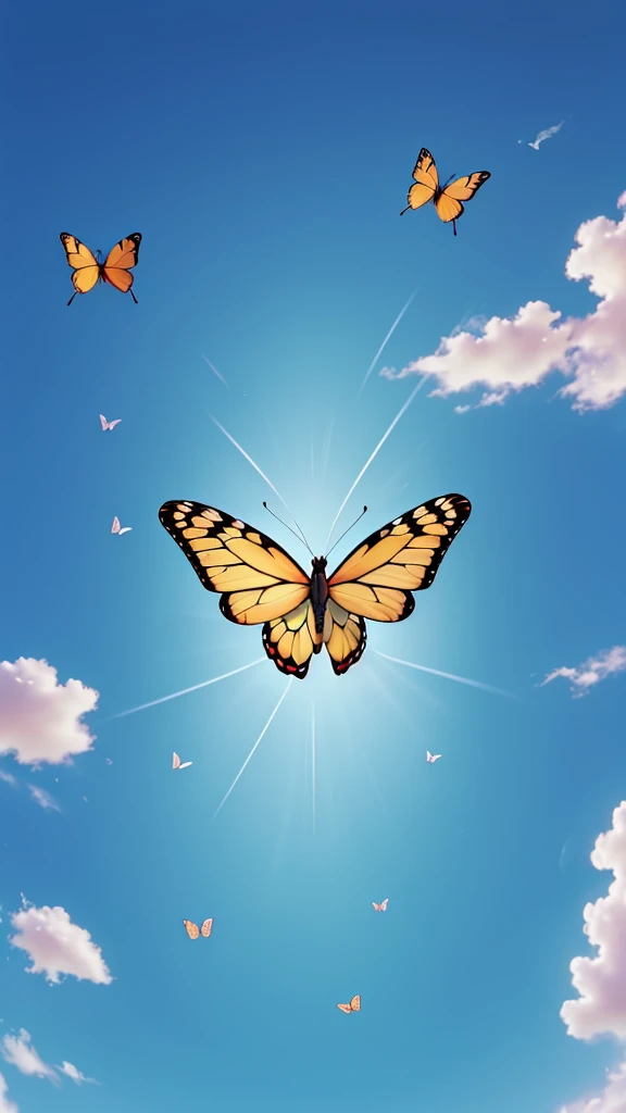 Butterfly flying away: After being healed, the butterfly flies away to the sky.