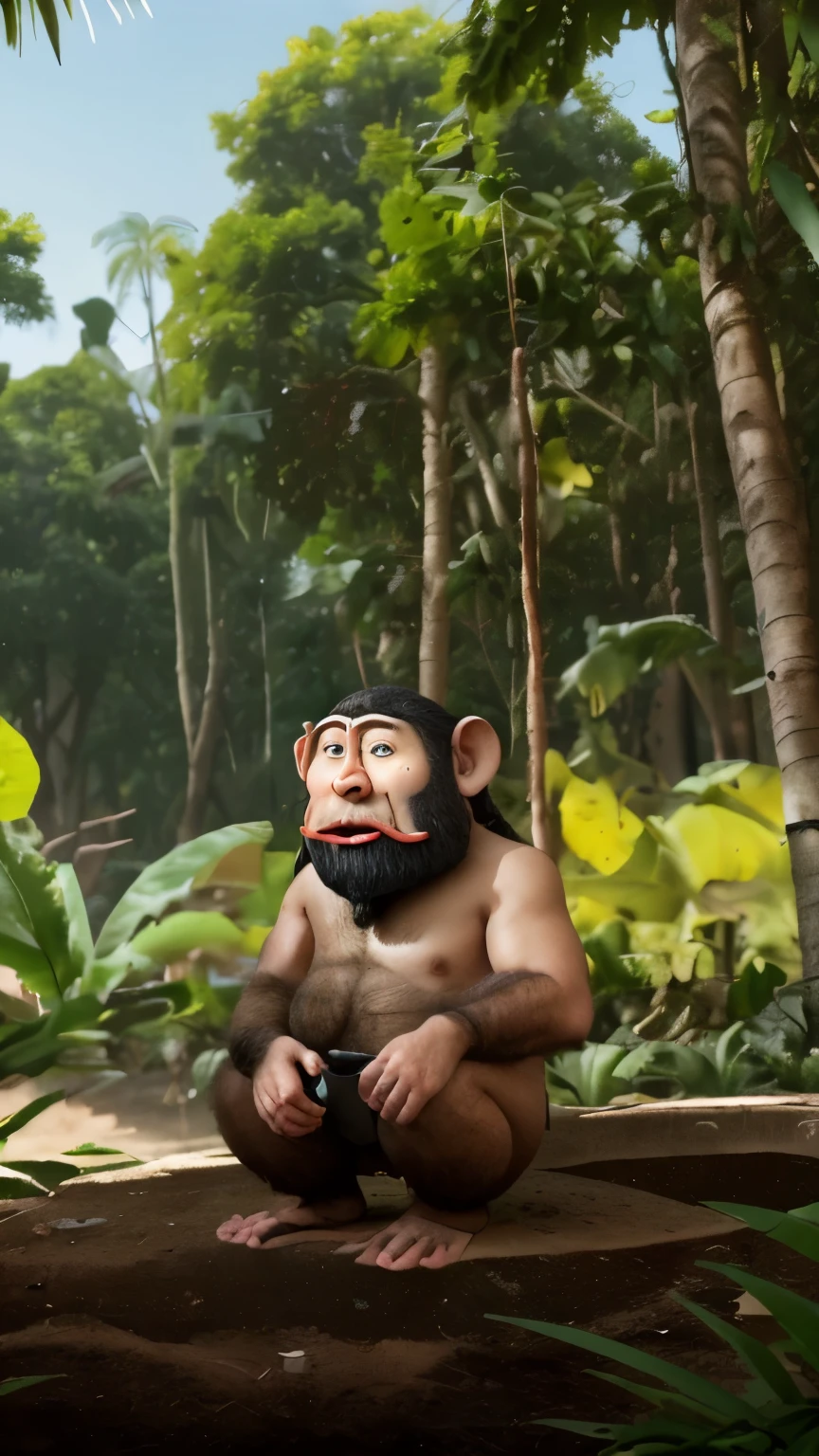 Un mono en la selva , but this is an accountant doing accounts, it is his daily book, he realizes that things are needed, the accounts do not add up, he tells his animal friends that they need fruit and they themselves tell them that the trees are being destroyed and that is why they do not have fruit and they They themselves make sure that this does not continue to happen and after a while everything returned to normal and now has its fruits.