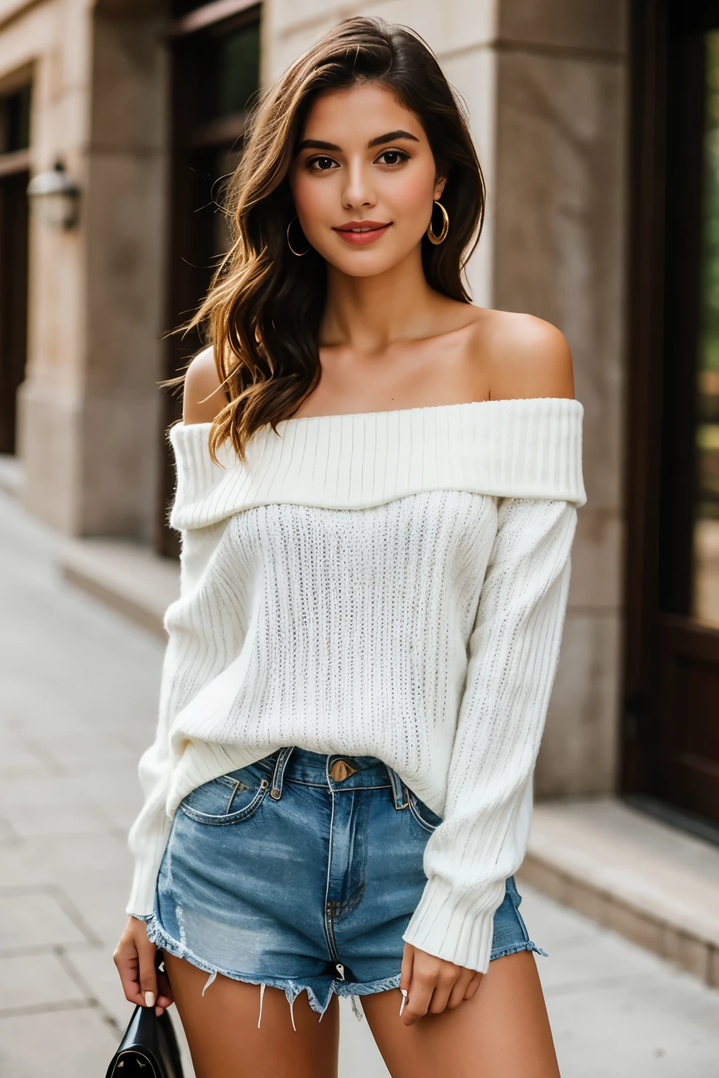 ((best quality)), ((masterpiece)), (detailed), 1girl, off-shoulder sweater,