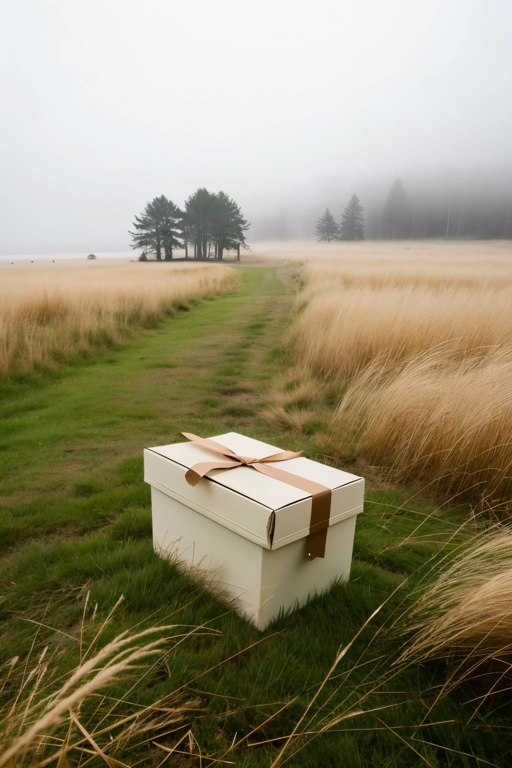 A Box, Containing Fog and Tall Grass.