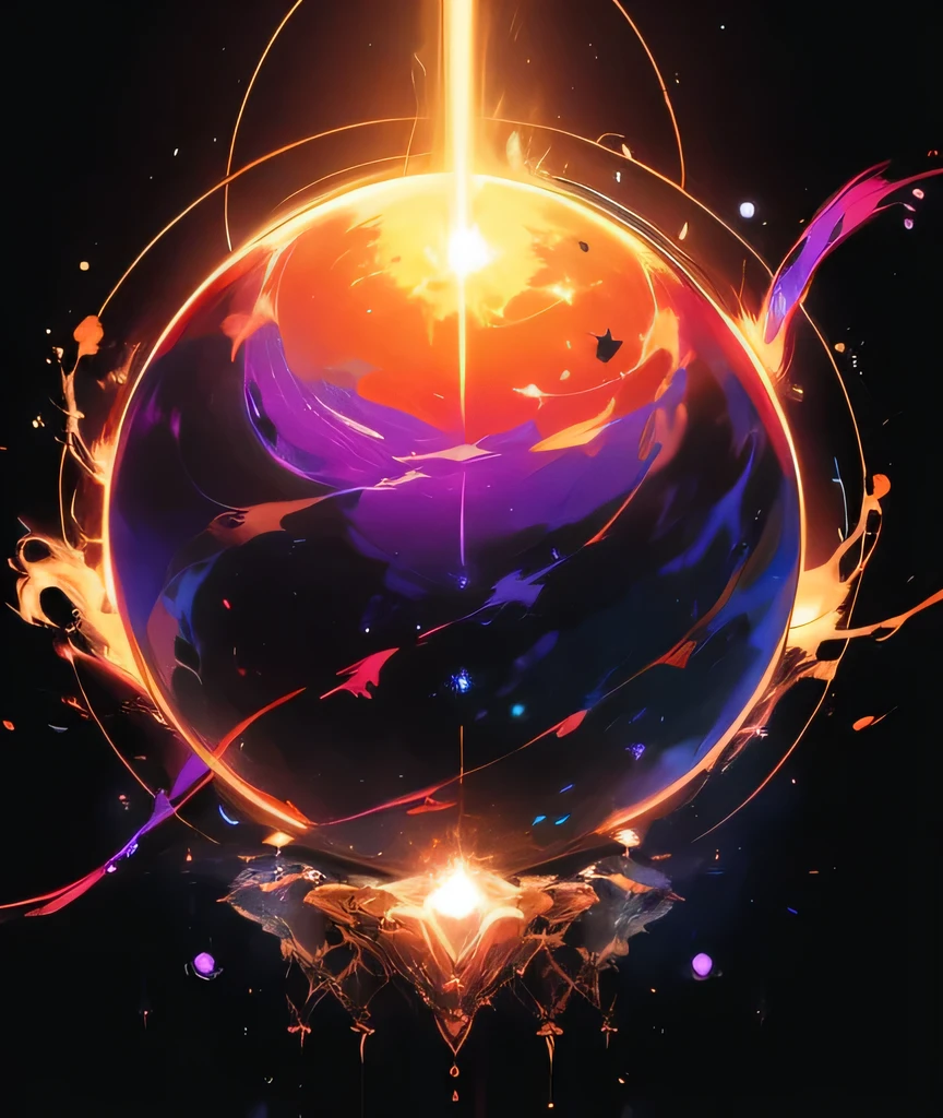 A multicolored energy orb that embodies manifestation, void background