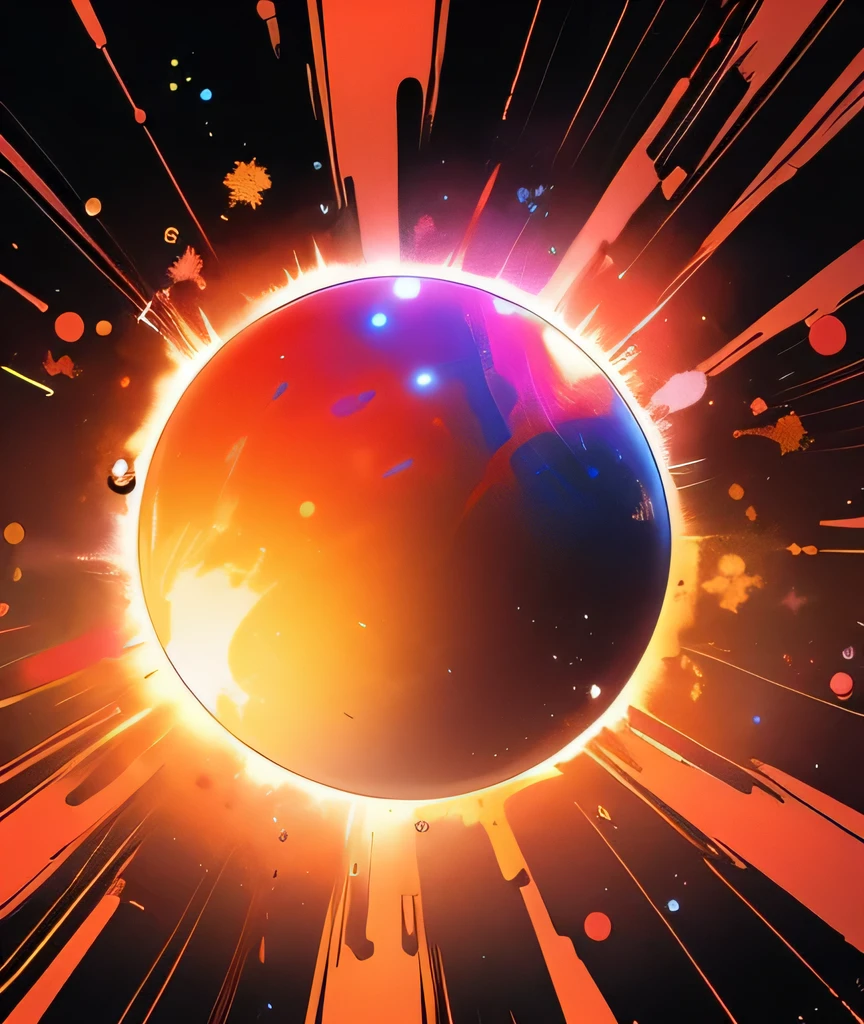 A multicolored energy orb that embodies manifestation, void background