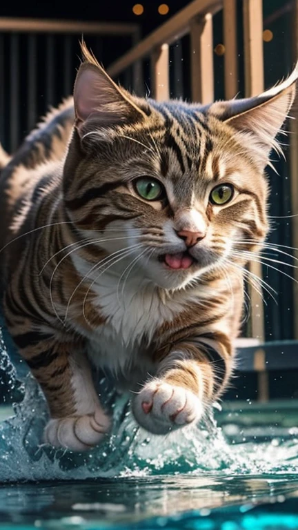 Raging cat, Fight, fish, cute, Master and cat
