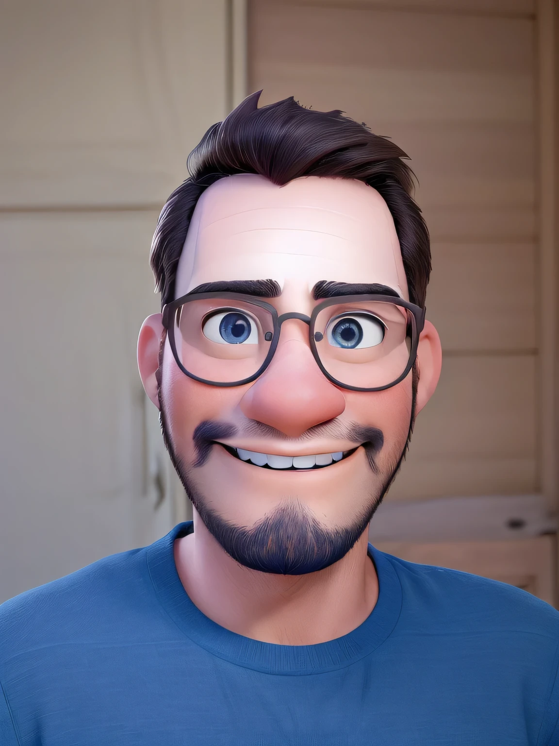 Um homem jovem estilo disney pixar, alta qualidade, melhor qualidade. Olhos castanho, bigode do alok, medium beard. Olhos castanoos, rosto afeminado labios rosados. olhos detalhado na cor castanho