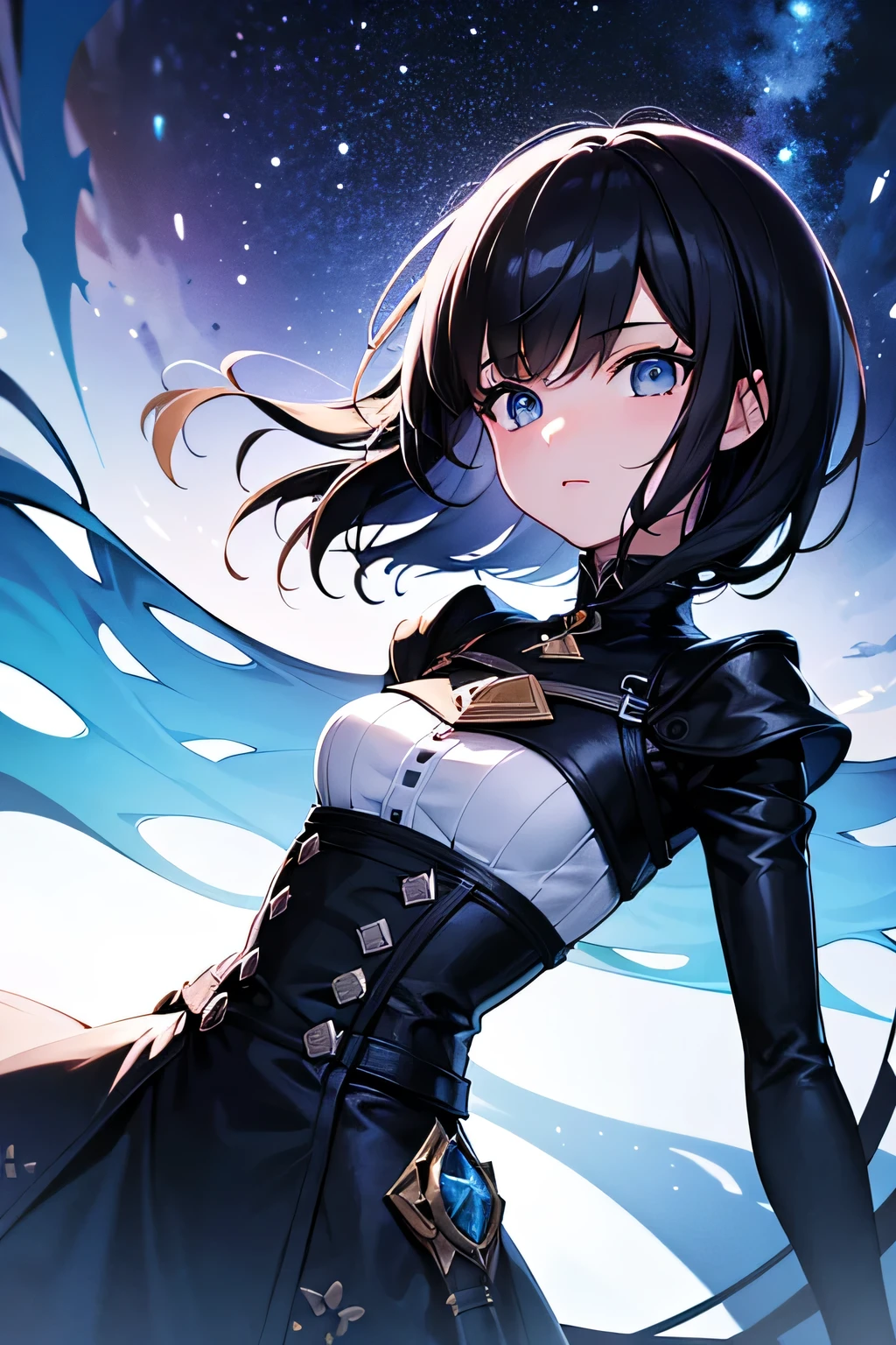 Sky background 2D,Wear tight clothing,skirt,Waist,Black Silk,
