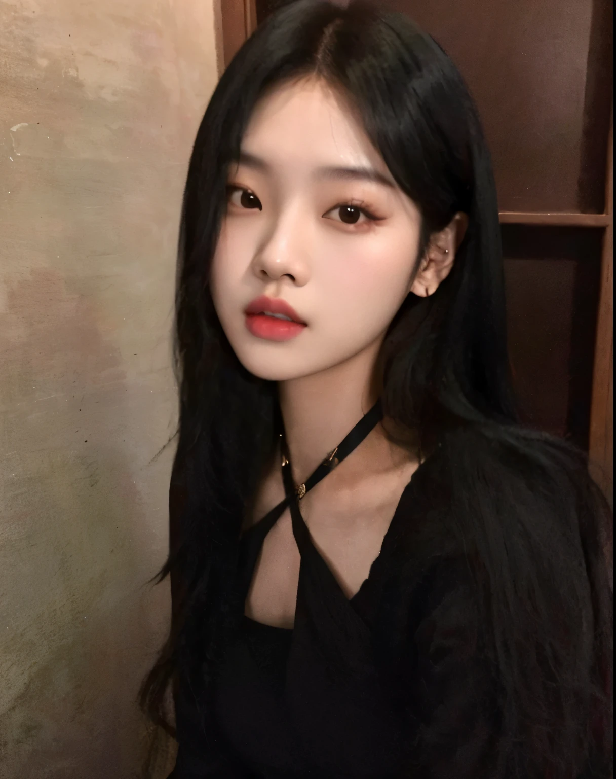 Asian woman with long black hair and black top, Jinyoung Canella, 19 year old girl, Best Face,  korean, Jaeyeon Nam, Heonhwa Choi, Brutal Korean Goth Girl, Josh is Blackpink, linda mulher korean jovem, Jenny Blackpink, Portrait of Blackpink Josh, 18 years
