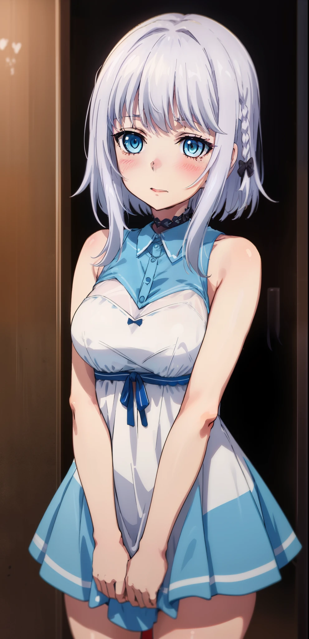 1 girl, kanon kanase, blush, medium breasts, sleeveless,((cowboy_shot, random dress)), 30-year-old, healthy skin, dominant, dominance, dominant girl.