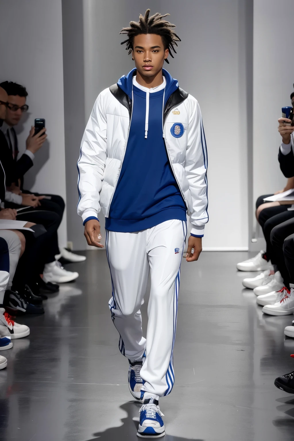 male model feathers with olympikus brand sneakers standing