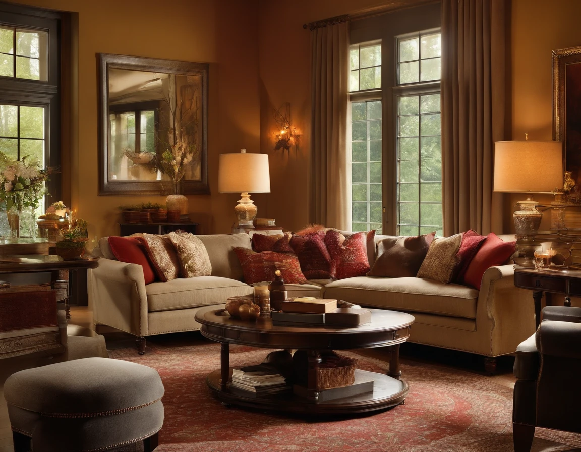 American living room，ren，natural soft light，sofe，Neatness