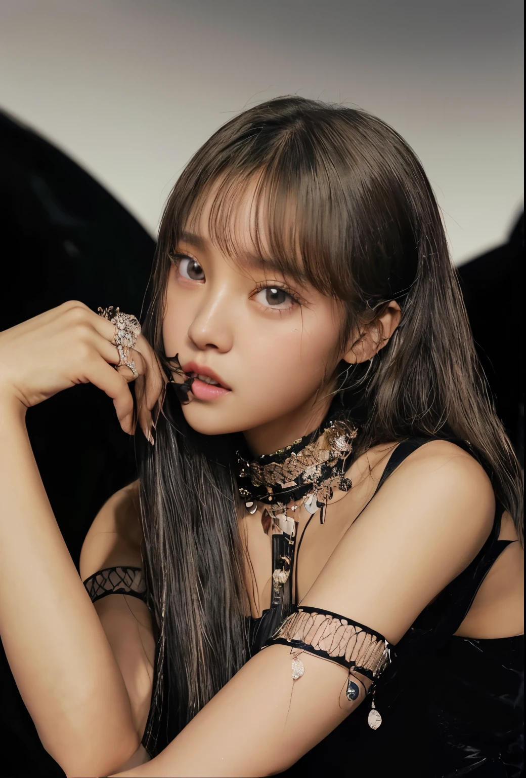 Close up of woman with long hair wearing black dress, Portrait of Blackpink Josh, Larissa Manoban of Blackpink, Larisa Manoval, Josh is Blackpink, Blackpink Roseanne Park, Dom Yunju, Blackpink Jisoo, Blackpink Jisoo, Retrato Jisoo Blackpink, Jenny Blackpink, With bangs completa, With bangs, jimin park
