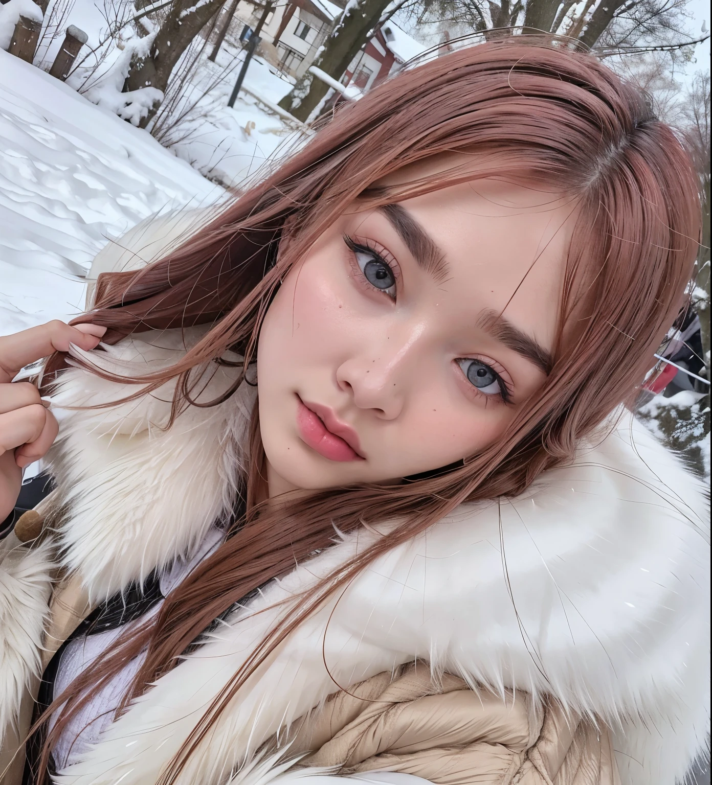 There is a long-haired woman wearing a fur coat, Best Face, sakimichan, Jinyoung Shin, Blackpink&#39;s Roseanne Park, Korean woman, Sol Yun-ju, Tzuyu number 2, Heonhwa Choi, pale, snow white skin, Please park from the minute, Larisa Manoval, Portrait of Blackpink Josh, frozen snow