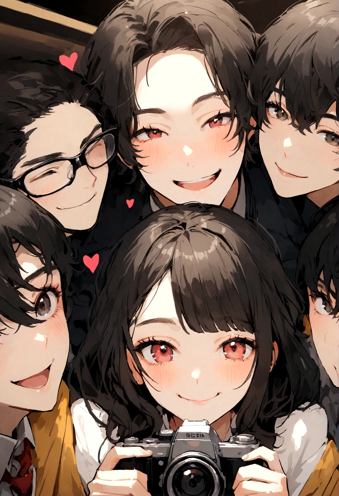 men and women, men and women2人, heart, smile, Beautiful Face, Short black hair, Single-lens reflex camera