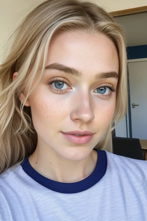 1 fille dans, 19 ans, Seulement, Aesthetic work, irlandais, wavy strawberry blonde hair, cheveux mi-longs, yeux gris, yeux gris clair, pale skin, Une tasse, Petits seins, corps des coureurs, (Textured skin, pores de la peau:1.1), chair de poule, prendre un selfie à la salle de sport en portant des vêtements d'sexy and tight workout, fermer, Pas de mains