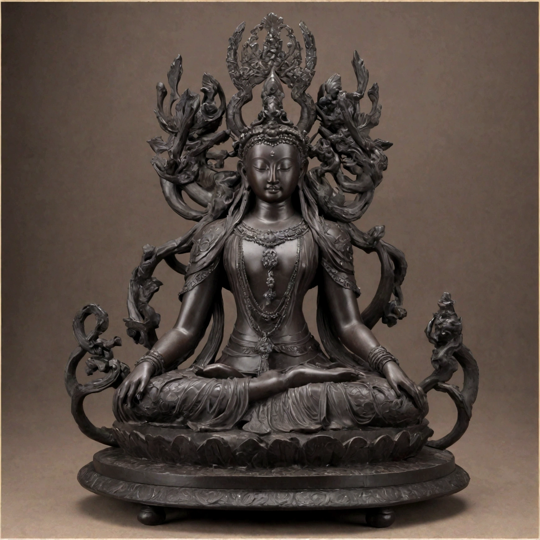 Bodhisattva Buddha statue made of jade, solemn, peaceful feeling, cultural and creative design. --auto