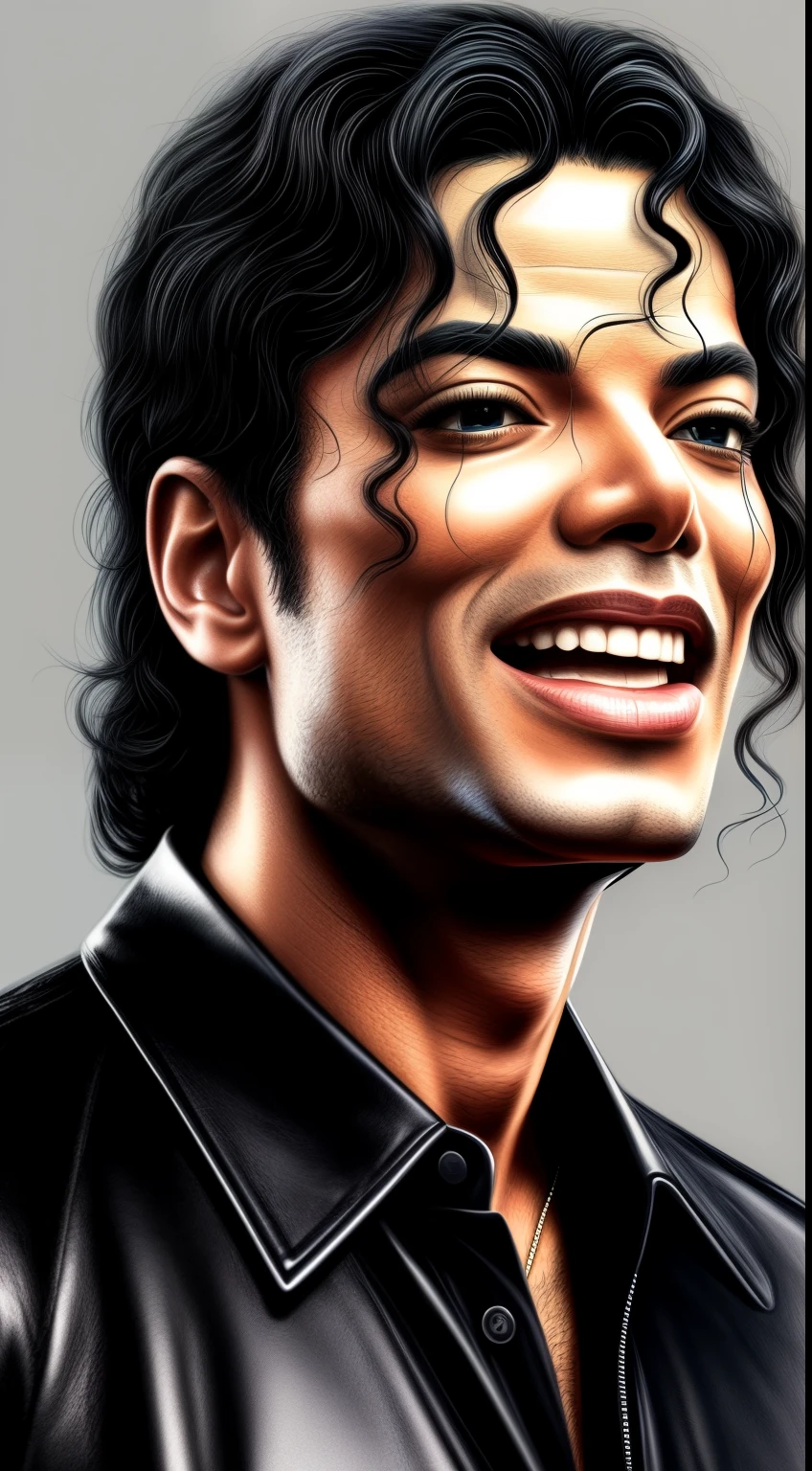 1man, very Michael Jackson, confident, smile, passion, portrait, front look, 4k, high-res, best quality, illustration