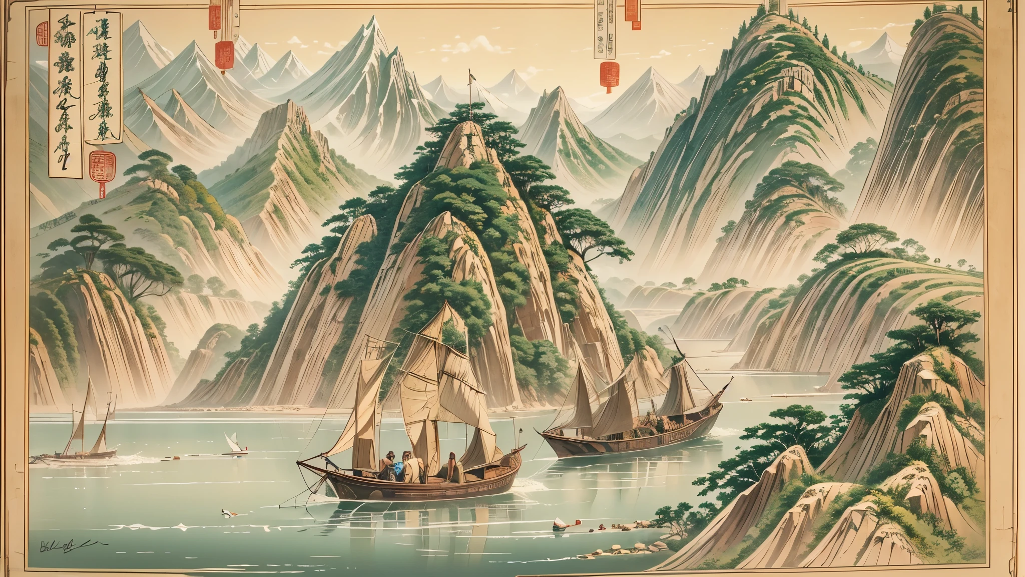 Light boats have crossed ten thousand heavy mountains, ancient China