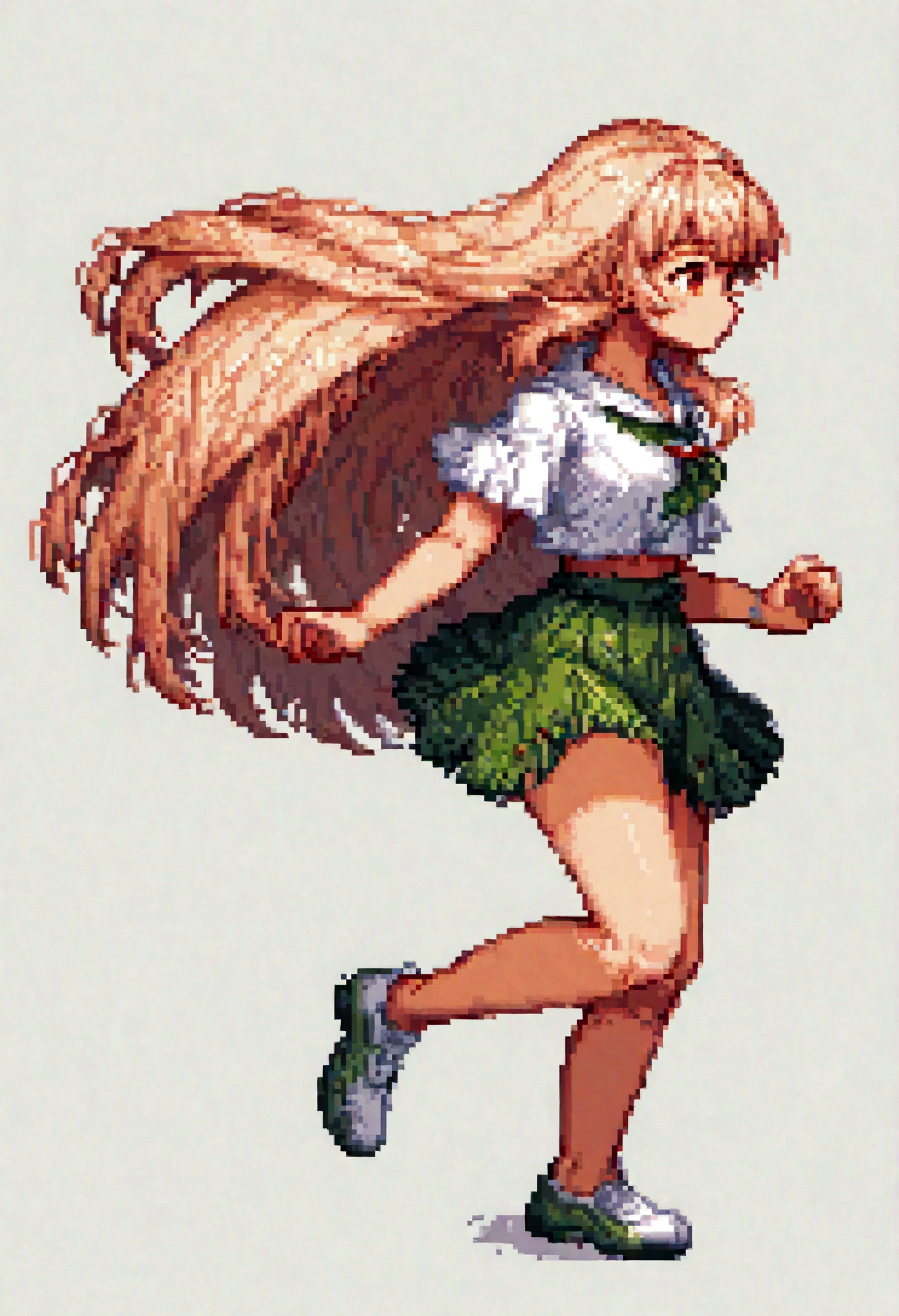 pixel,pixel art,pixelart,xiangsu,xiang su,((Side view)),full body,(((solid background))), ayanami_rei, a girl, running, long hair, 