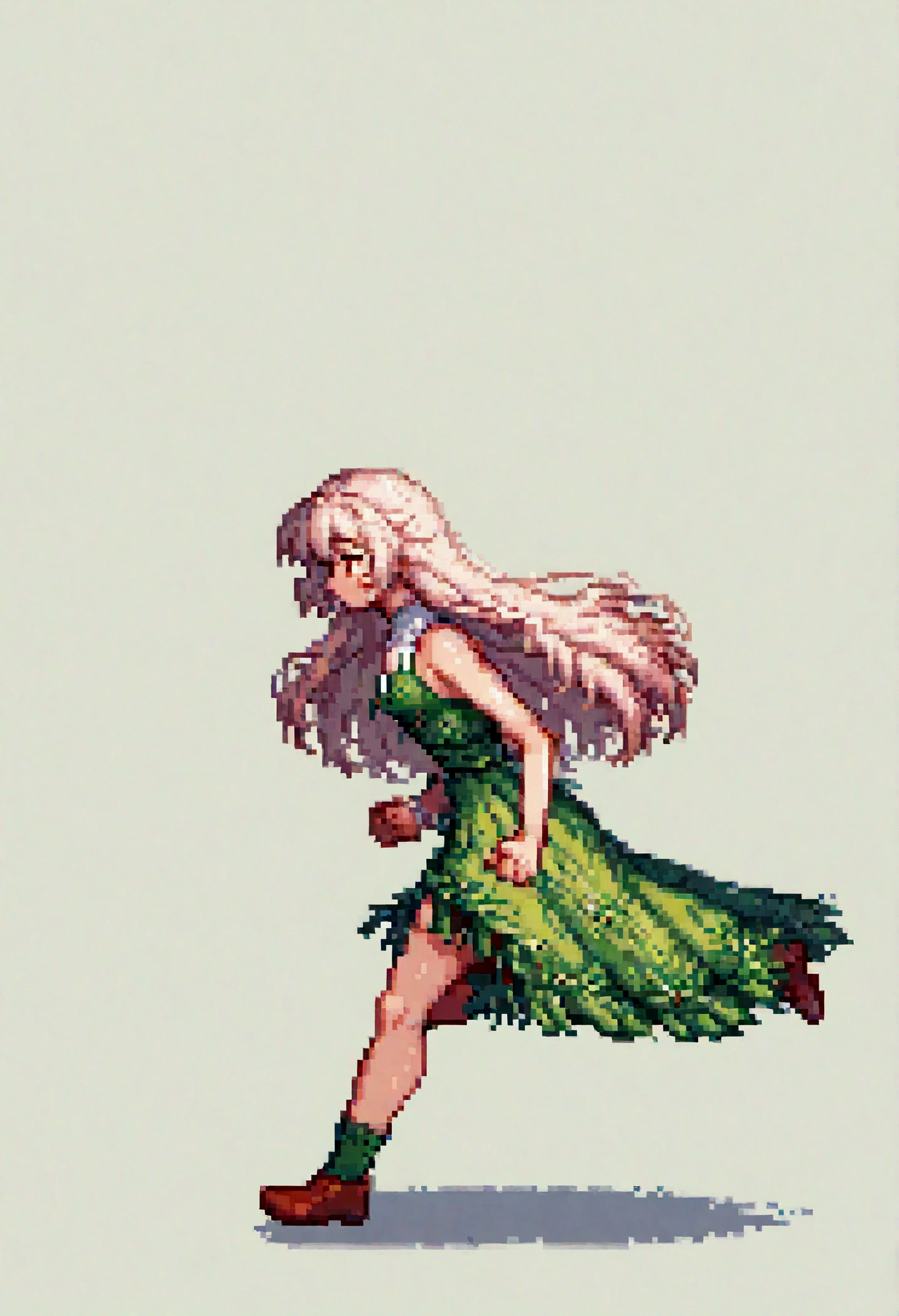 pixel,pixel art,pixelart,xiangsu,xiang su,((Side view)),full body,(((solid background))), ayanami_rei, a girl, running, long hair, 