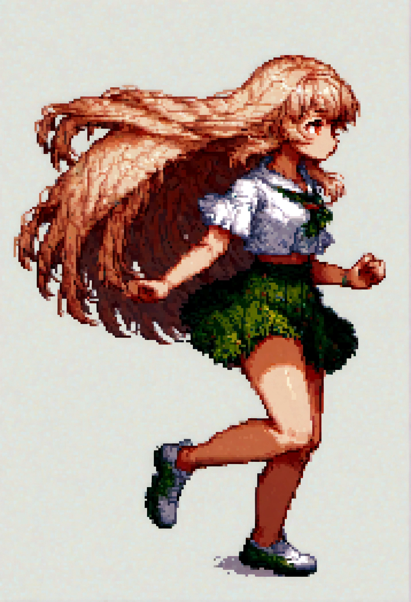 pixel,pixel art,pixelart,xiangsu,xiang su,((Side view)),full body,(((solid background))), ayanami_rei, a girl, running, long hair, sprite