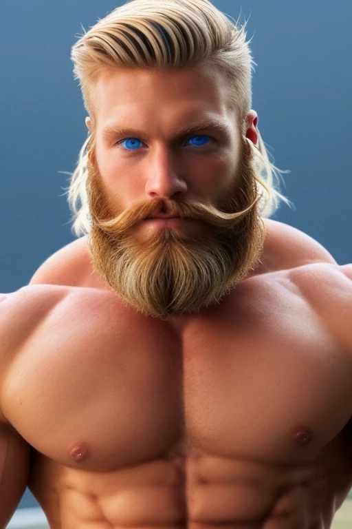 Perfect muscle god beard blonde beautiful blue eyes