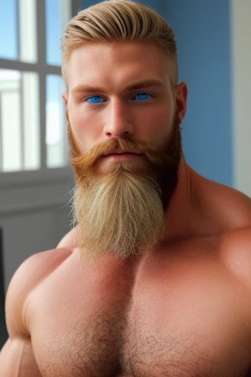 Perfect muscle god beard blonde beautiful blue eyes