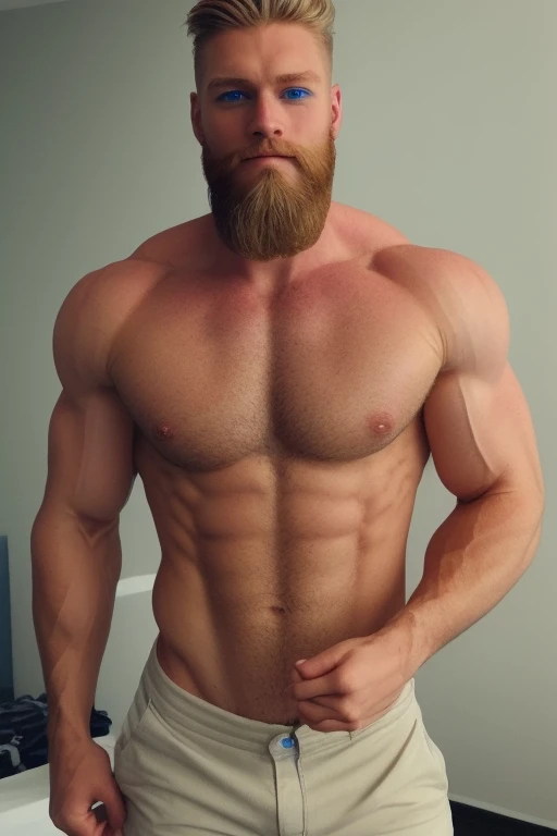 Perfect muscle god beard blonde beautiful blue eyes