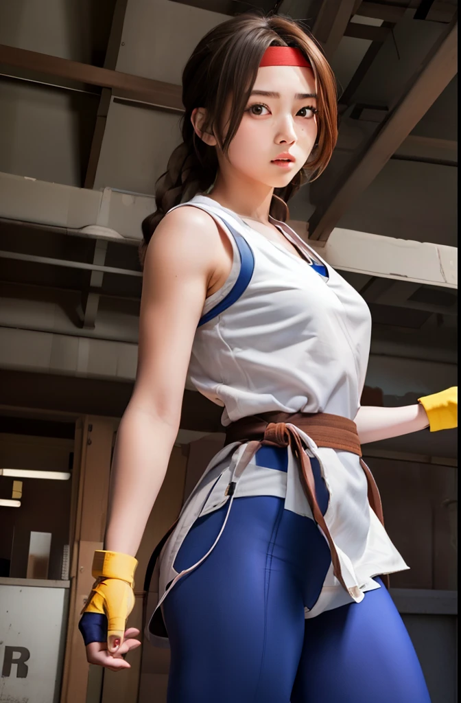 (masterpiece, best quality, high resolution, unity 8k wallpaper, extremely detailed CG:1), (illustration:1.0), 1girl,solo, yurims, headband, dougi, spandex, gloves,headband, headband