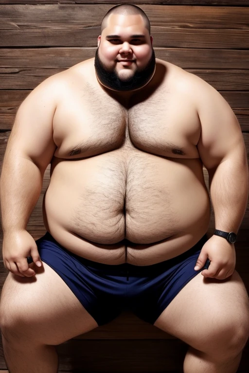 Beautiful fat man cover in sweat