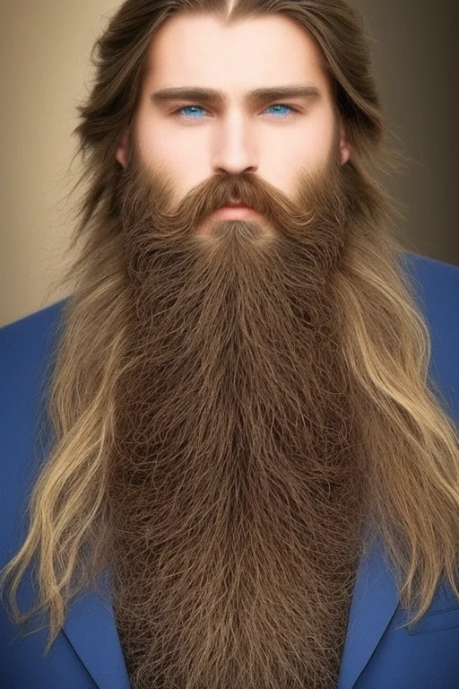 Perfect beautiful man blue eyes long hair beard