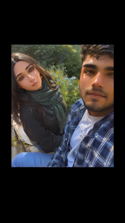 there is a man and a woman sitting on a bench, photo taken in 2 0 2 0, profile pic, in love selfie, portait photo profile picture, very very low quality picture, ash thorp khyzyl saleem, lovely couple, profile image, candid picture, headshot profile picture, instagram story, ghutra and egal,  post