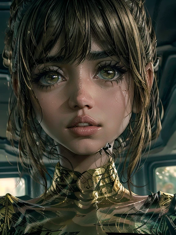 Ana de Armas olhos verdes brilhantes, deitada, pornografia POV, explicit pornography explicit pornography, Symmetrical face, boca perfeita, alta qualidade, Hiper realista.