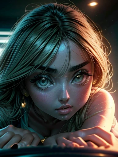 Ana de Armas olhos verdes brilhantes, deitada, pornografia POV, explicit pornography explicit pornography, Symmetrical face, boca perfeita, alta qualidade, Hiper realista.