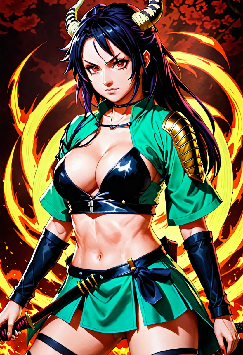 Demon Slayer style, girl hot,