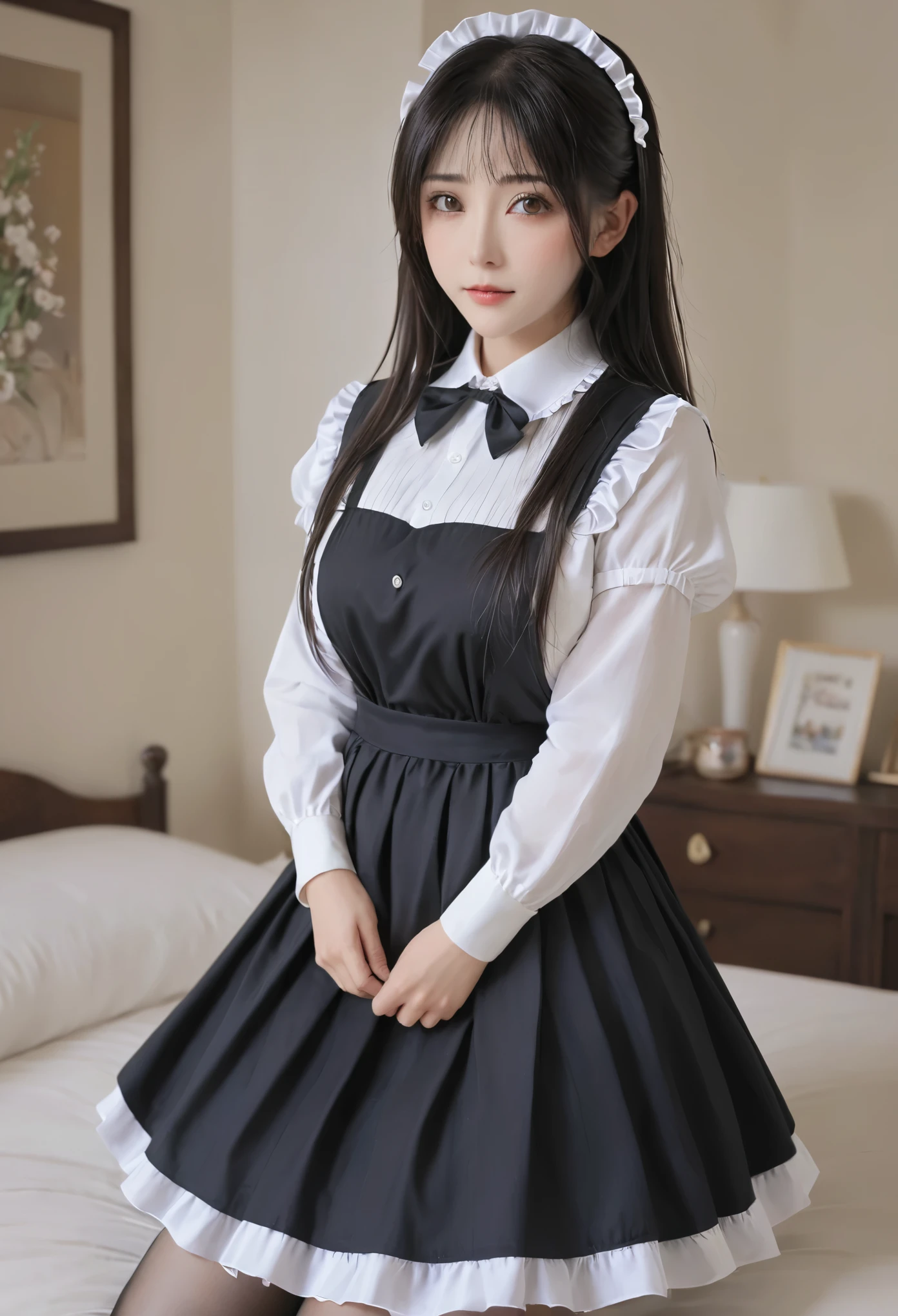 (masterpiece, best quality:1.2),Maid,(((The eyes are delicate)))Work((Maid衣服))Socks,(8K)(HD)