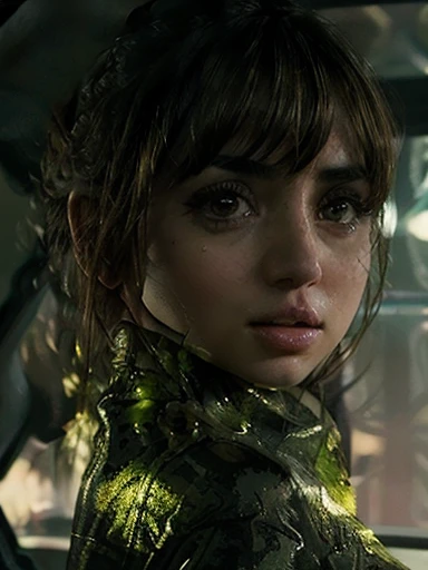 Ana de Armas olhos verdes brilhantes, deitada, pornografia POV, explicit pornography explicit pornography, Symmetrical face, boca perfeita, alta qualidade, Hiper realista.