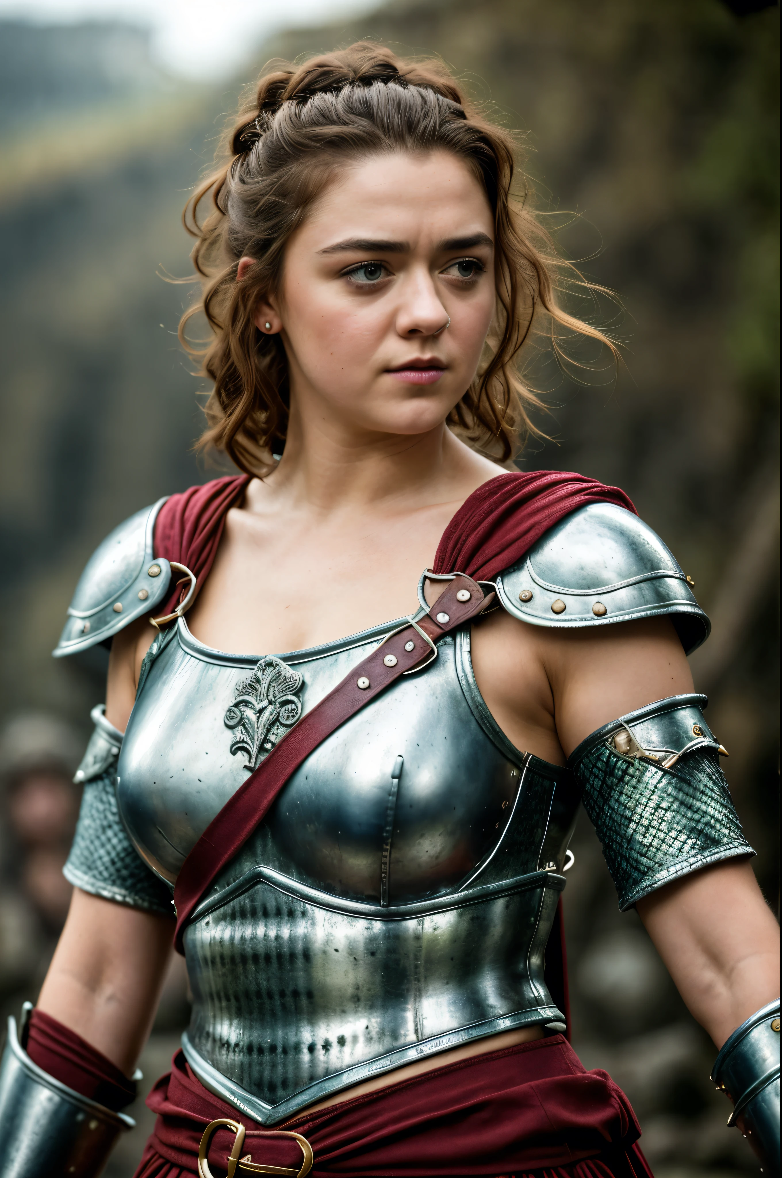 Foto RAW, Arya Stark, Stunning Beauty, Ravishing, Enchantress, Extremely gorgeous lady, Arya Stark PLAYED BY MAISIE WILLIAMS, Queen Arya Stark, she a mature woman now, milf, sexy mediaeval battle dress, gladiator woman, body, 40 years old Woman, Roman slave dress, cotton dress, busty mediaeval costumes, body revealing costumes, perky breast, big natural breast, erotic costumes, lusty physique, seductive figure can capture every people's attention, Game of thrones costumes, revealing captivating figure, Mediaeval costumes, revealing clothes, A tomboy, she would rather fence than dance, warrior queen , game of thrones screen caps, Game of Thrones Series, (pele altamente detalhada: 1.2), 8k UHD, DSLR, soft-lighting, alta qualidade, grain of film, Fujifilm XT3, flawless picture, highly detailed, detailed Beauty, intricate, 32k, sharp picture,